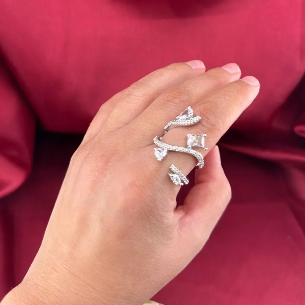 Sterling Silver Cubic Zirconia Multi-Stone Statement Ring